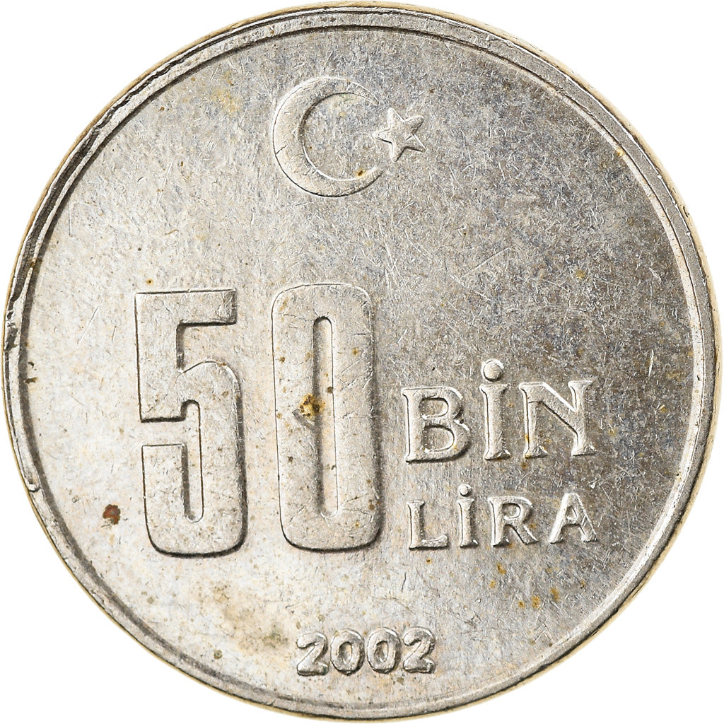 Coin, Turkey, 50000 Lira, 50 Bin Lira, 2002, Istanbul, EF(40-45)