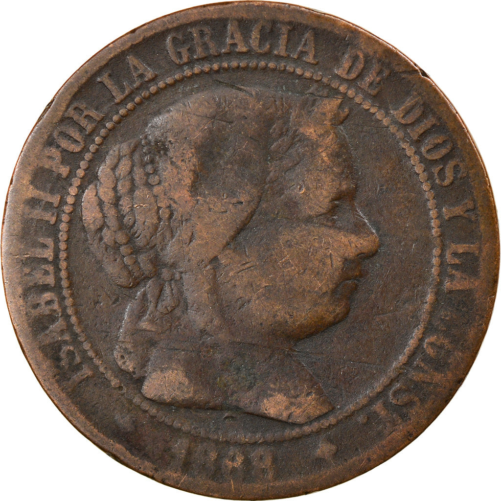 Coin, Spain, Isabel II, 2-1/2 Centimos, 1868, Madrid, VF(20-25), Copper