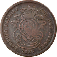 Moneta, Belgia, Leopold I, 2 Centimes, 1836, VF(20-25), Miedź, KM:4.2