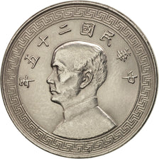 CHINA, REPUBLIC OF, 20 Cents, 20 Fen, 1936, AU(55-58), Nickel, KM:350