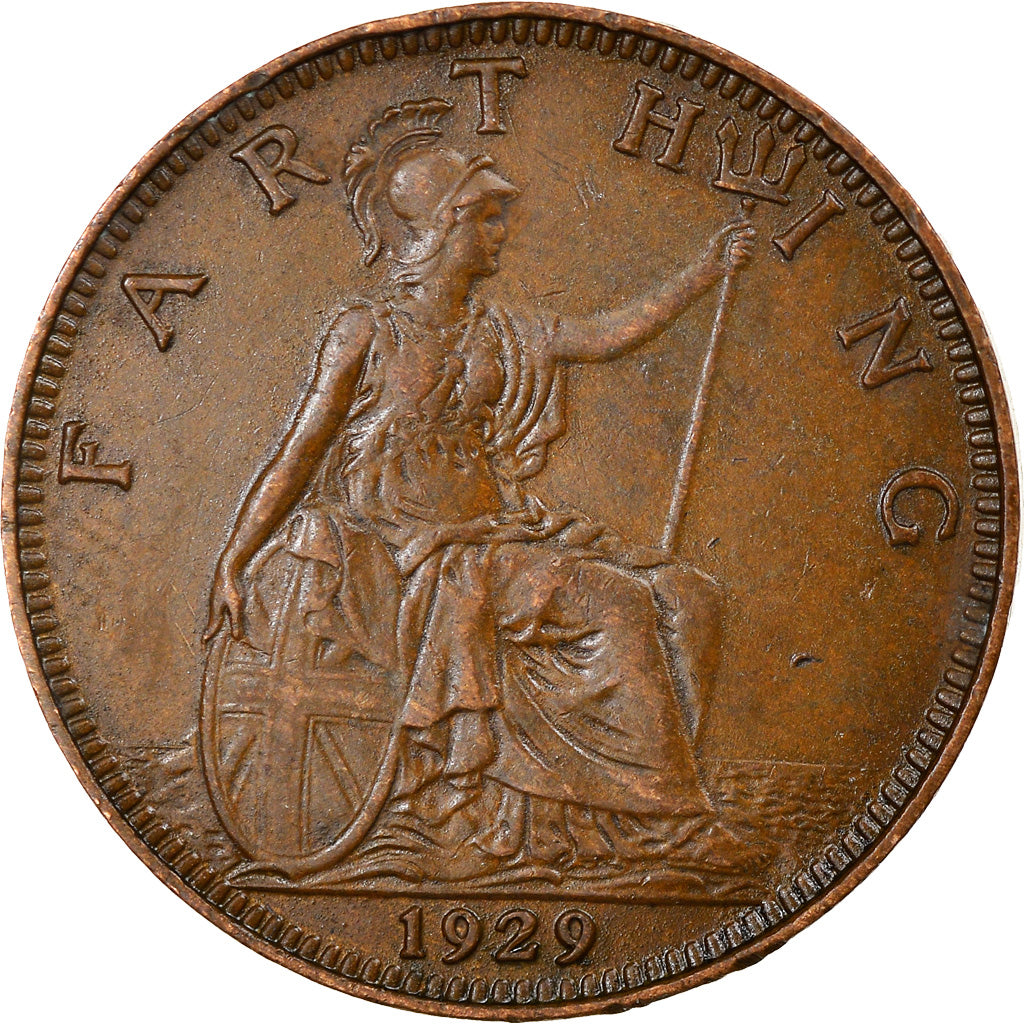 Coin, Great Britain, George V, Farthing, 1929, AU(50-53), Bronze, KM:825
