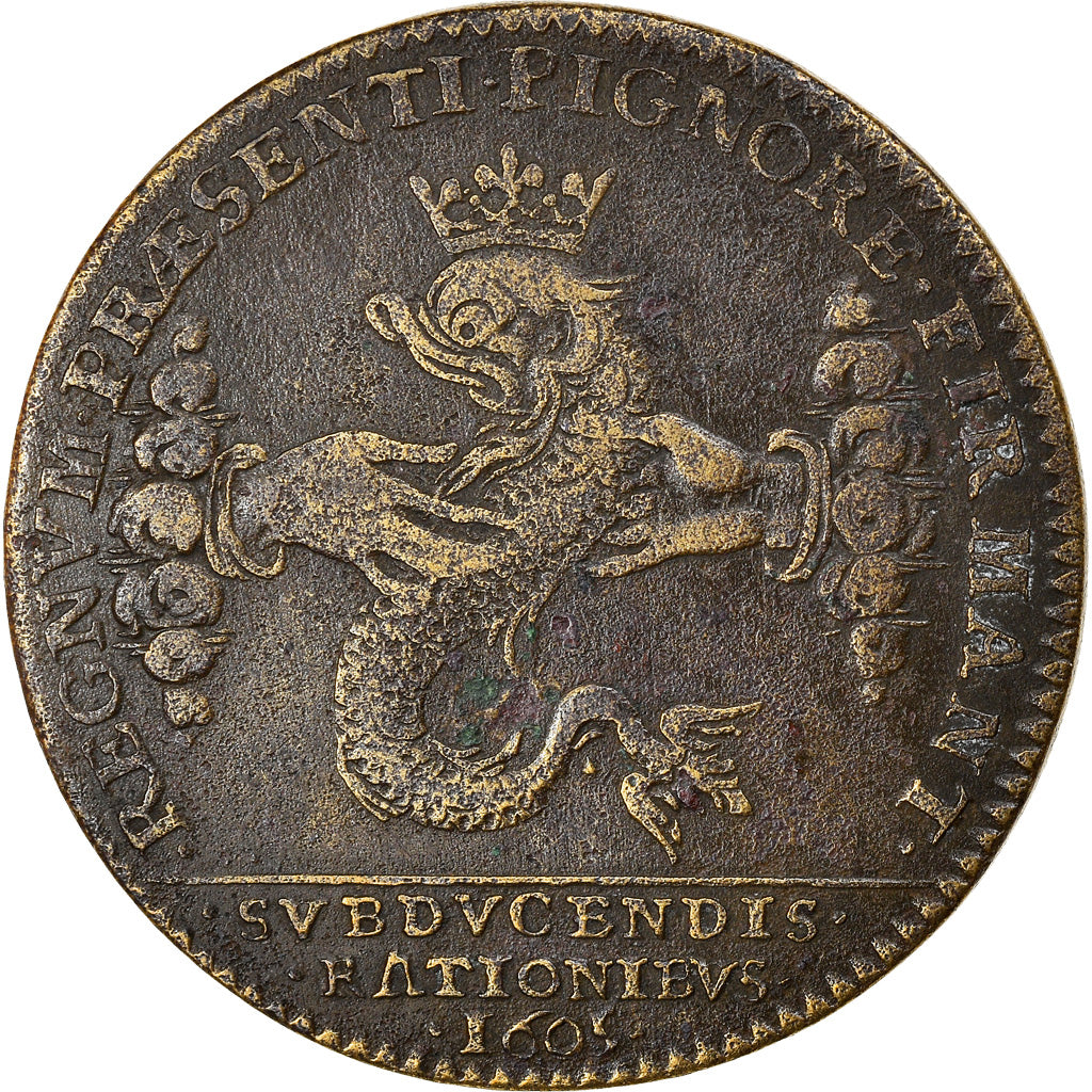 France, Jeton, Henri IV, Chambre des Comptes du Roi, History, 1605, TB+, Laiton