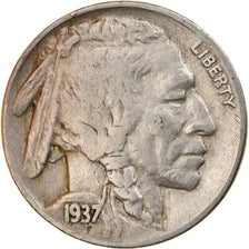 Moneta, Stati Uniti, Buffalo Nickel, 5 Cents, 1937, U.S. Mint, Philadelphia, BB