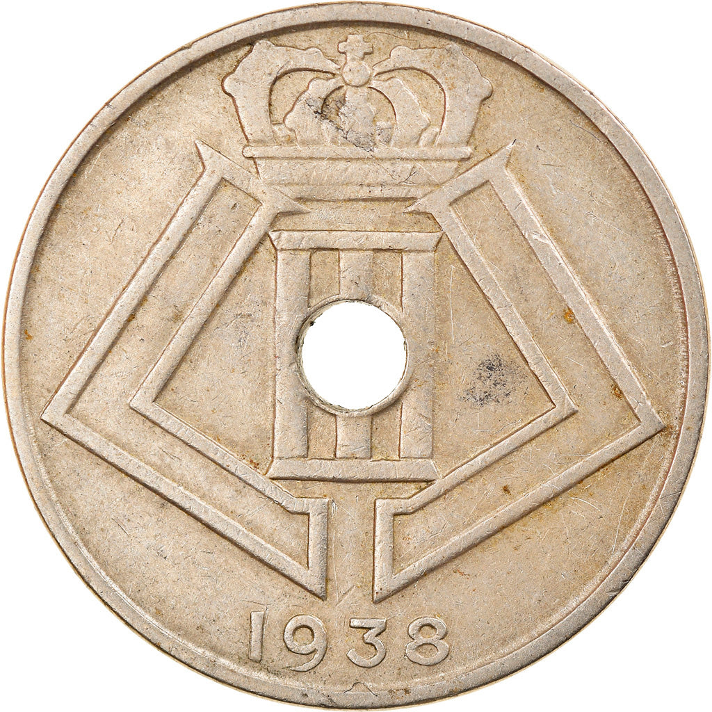 Moneda, Bélgica, 25 Centimes, 1938, MBC, Níquel - latón, KM:115.1