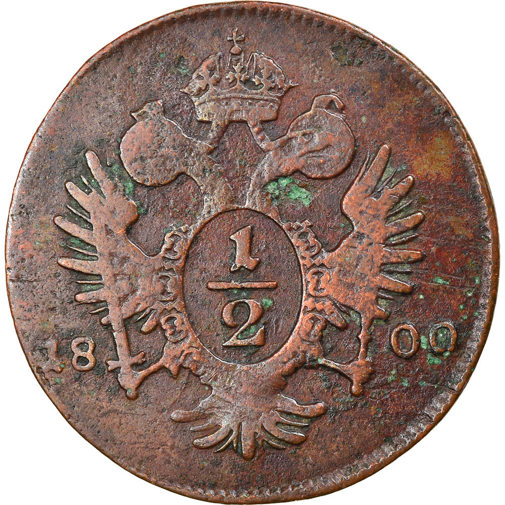 Moneta, Austria, Franz II (I), 1/2 Kreuzer, 1800, Vienne, MB+, Rame, KM:2108