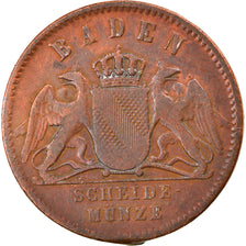 Moneta, Stati tedeschi, BADEN, Friedrich I, Kreuzer, 1861, MB+, Rame, KM:242