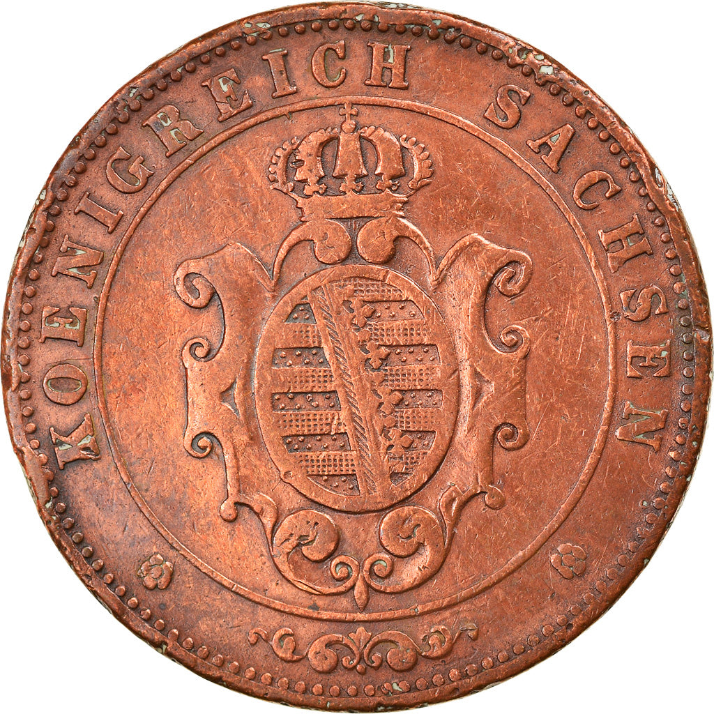Münze, Deutsch Staaten, SAXONY-ALBERTINE, Johann, 5 Pfennig, 1862, Dresde, SS