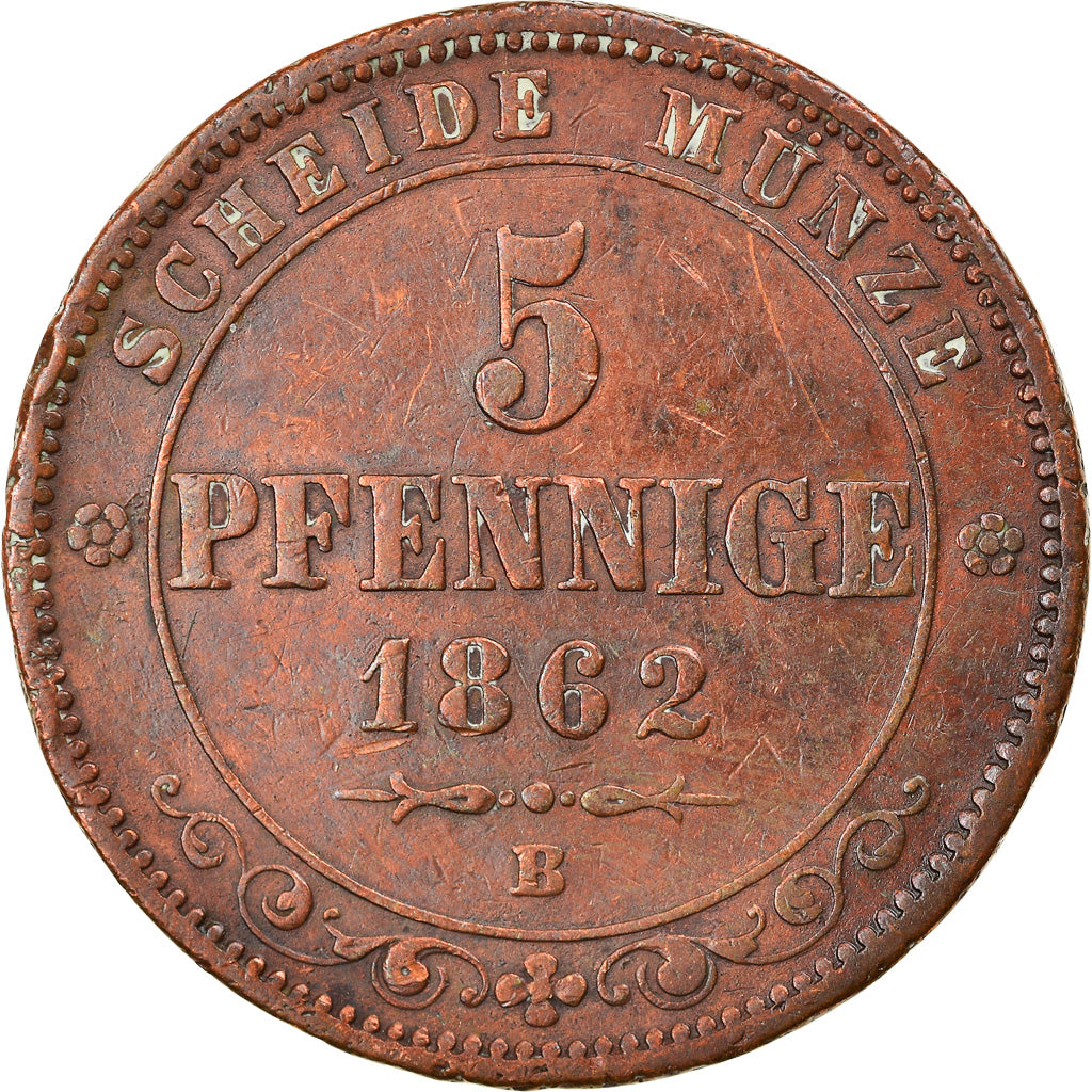 Münze, Deutsch Staaten, SAXONY-ALBERTINE, Johann, 5 Pfennig, 1862, Dresde, SS