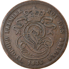 Moneda, Bélgica, Leopold I, 2 Centimes, 1836, BC+, Cobre, KM:4.2