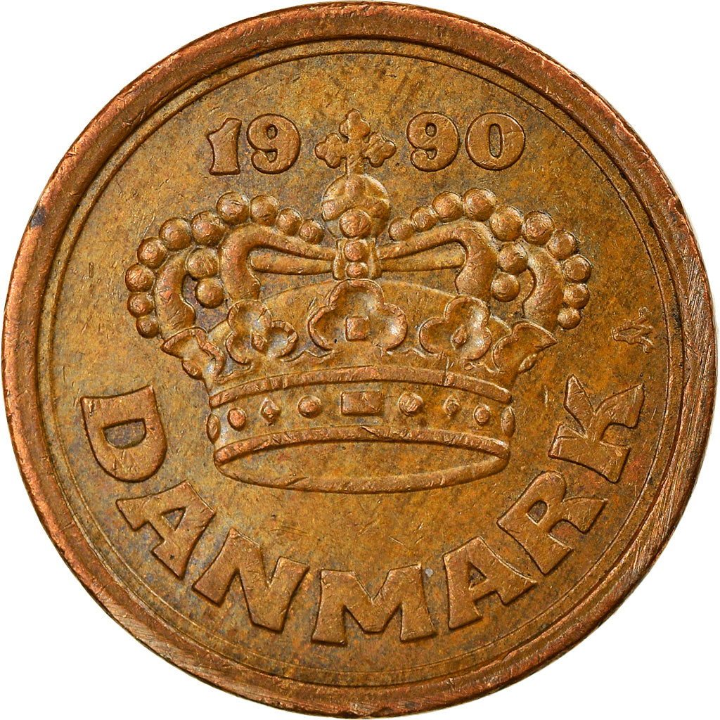 Monnaie, Danemark, Margrethe II, 25 Öre, 1990, Copenhagen, TTB, Bronze