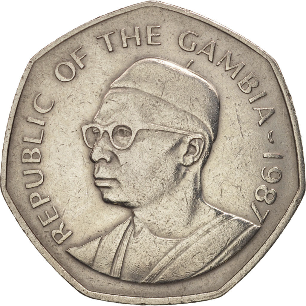 GAMBIA, THE, Dalasi, 1987, AU(50-53), Copper-nickel, KM:29