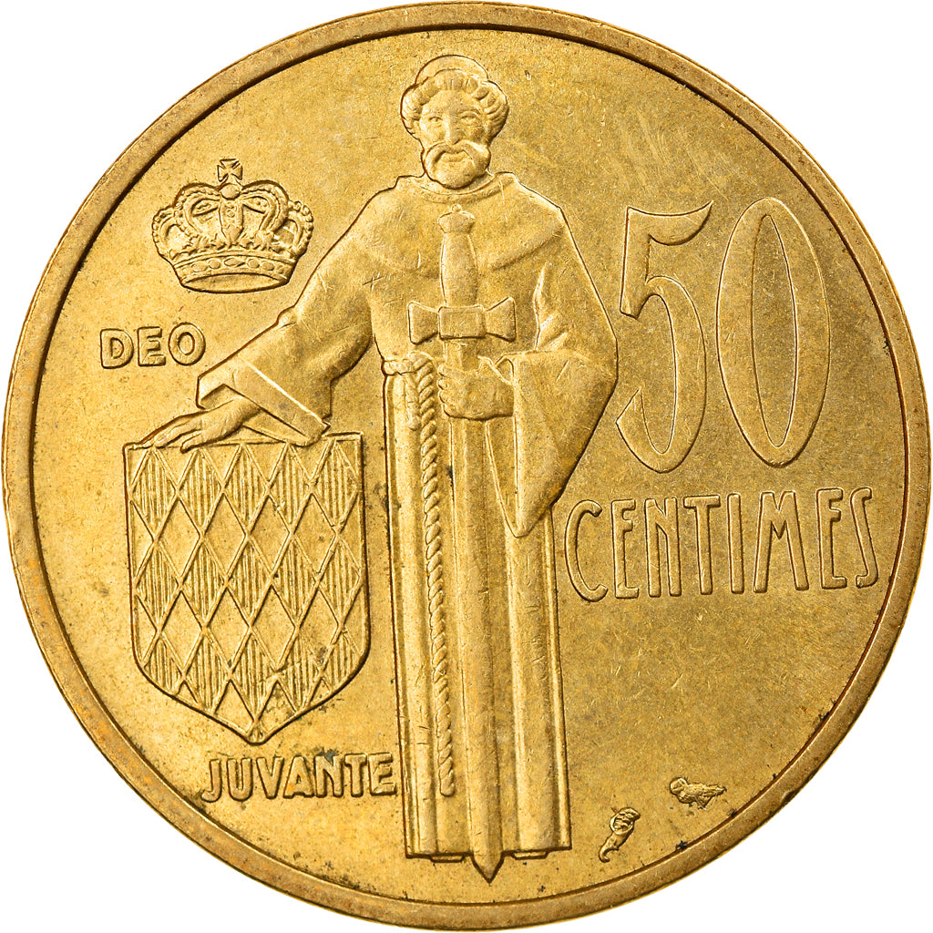 Coin, Monaco, Rainier III, 50 Centimes, 1962, EF(40-45), Aluminum-Bronze