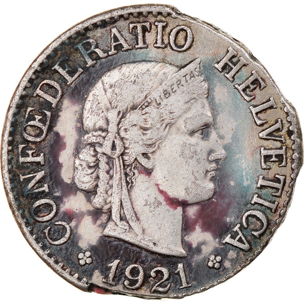 Moneta, Svizzera, 10 Rappen, 1921, Bern, MB, Rame-nichel, KM:27