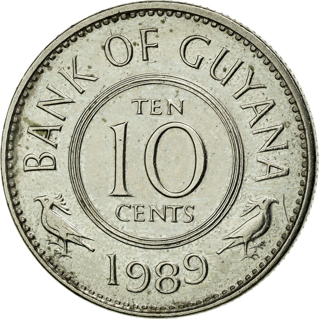 Coin, Guyana, 10 Cents, 1989, AU(55-58), Copper-nickel, KM:33