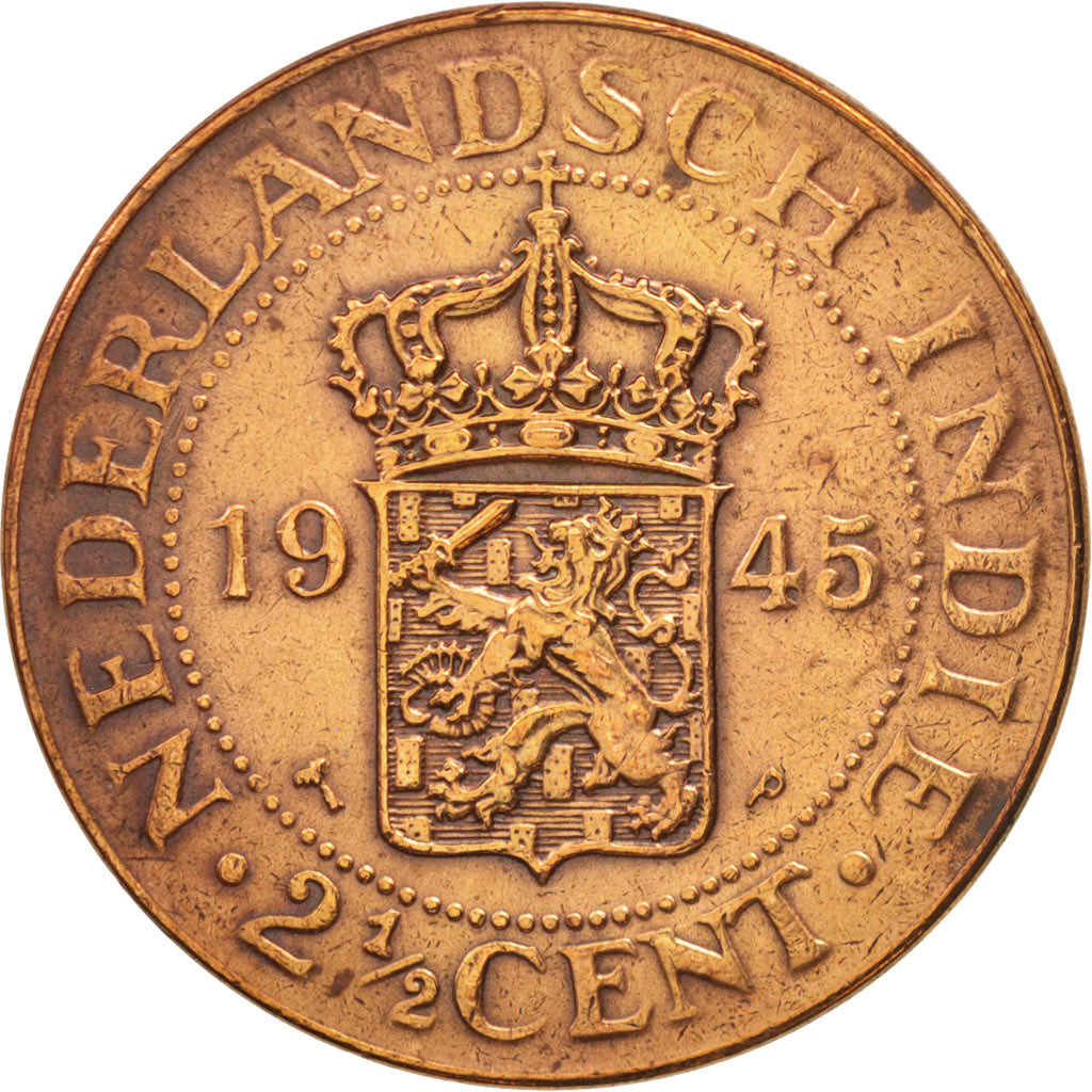 NETHERLANDS EAST INDIES,Wilhelmina I,2-1/2 Cents,1945,AU(50-53),KM 316