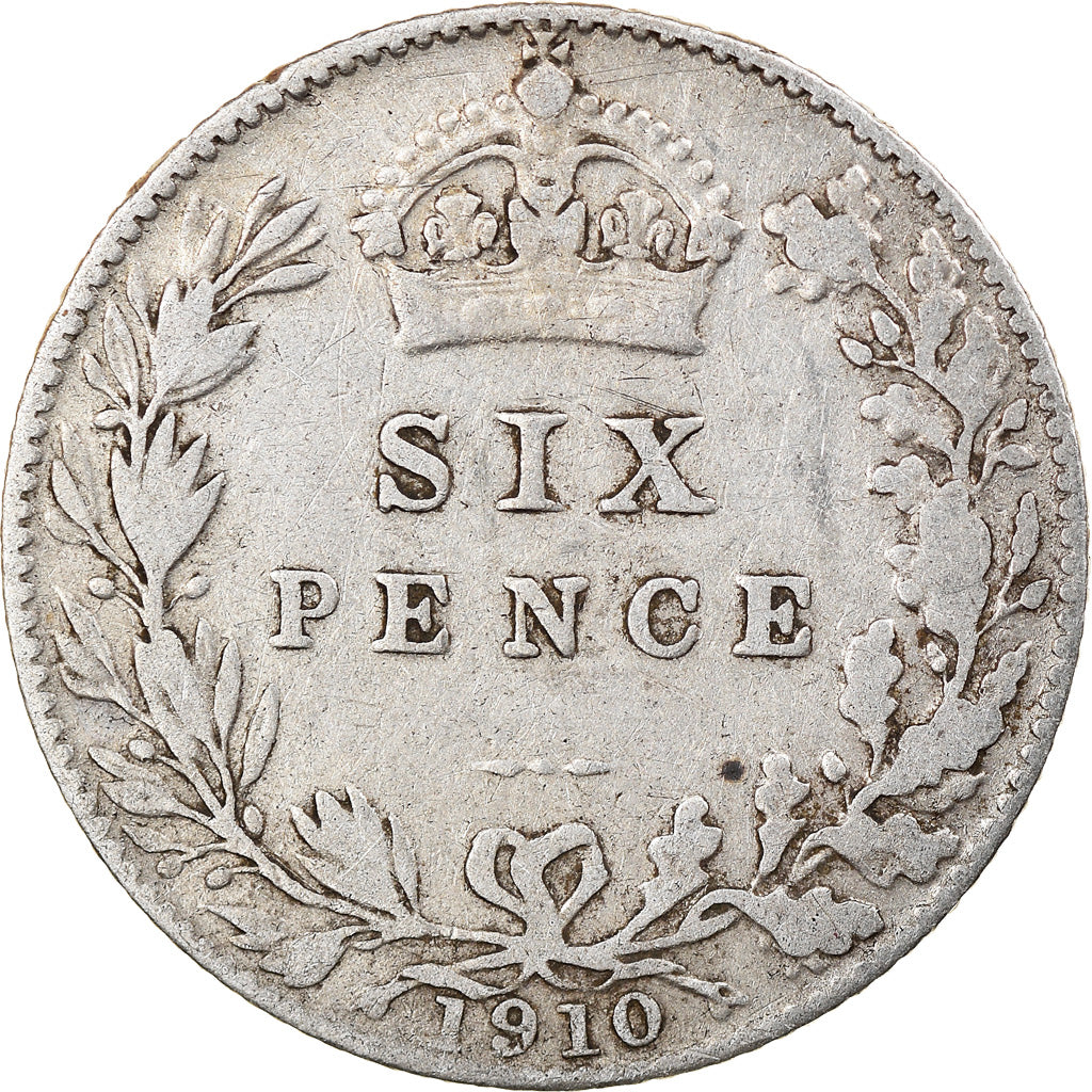 Coin, Great Britain, Edward VII, 6 Pence, 1910, VF(30-35), Silver, KM:799