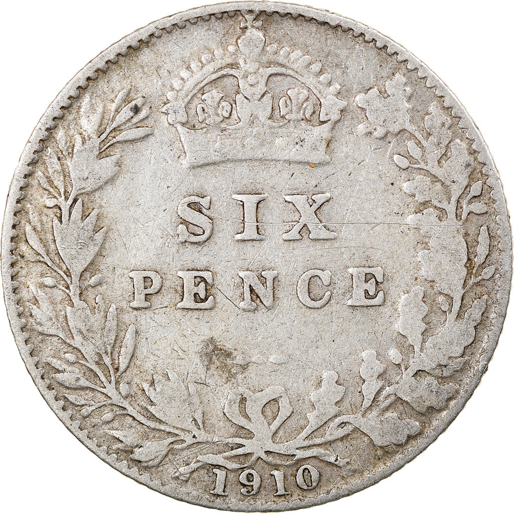 Coin, Great Britain, Edward VII, 6 Pence, 1910, VF(30-35), Silver, KM:799