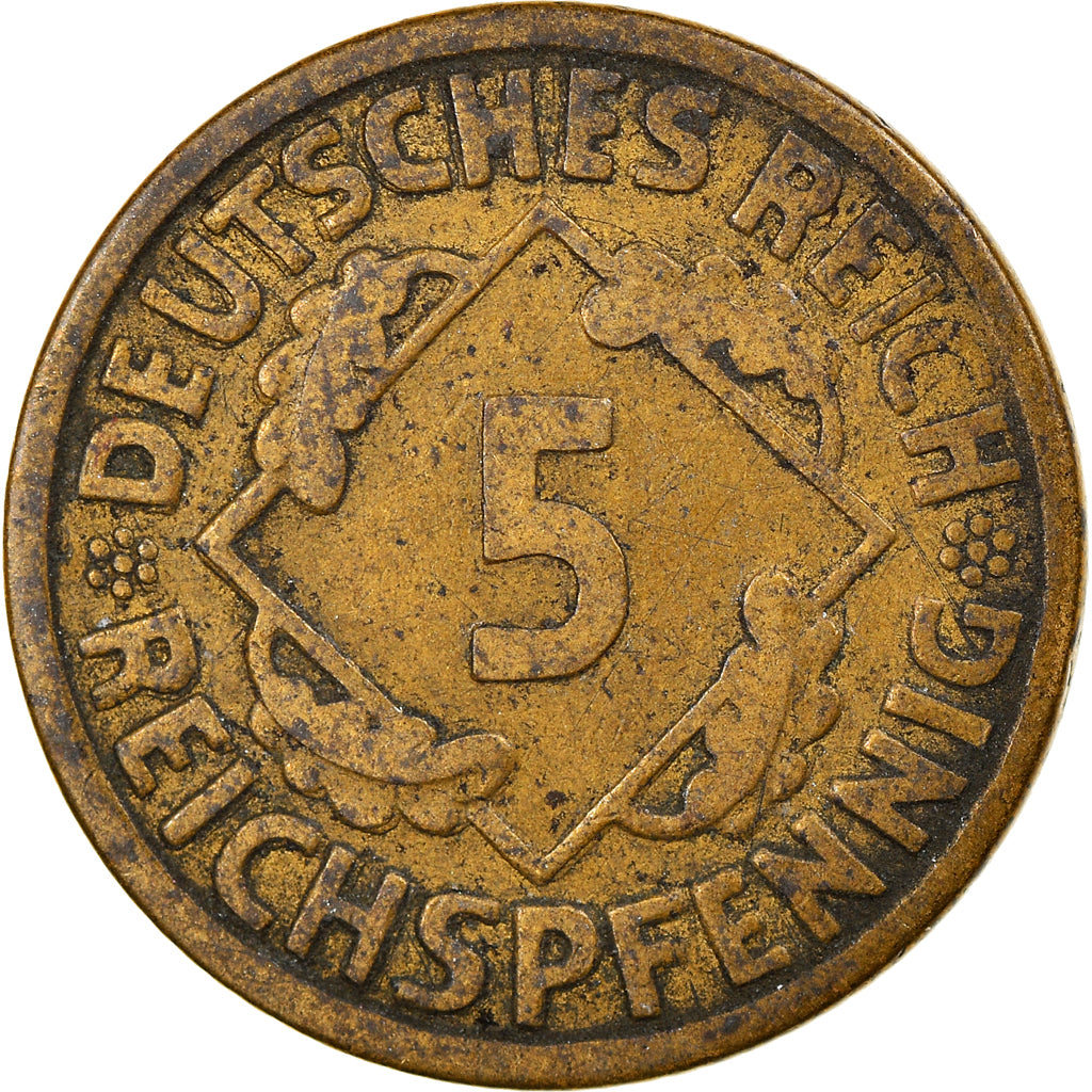Monnaie, Allemagne, République de Weimar, 5 Reichspfennig, 1925, Stuttgart