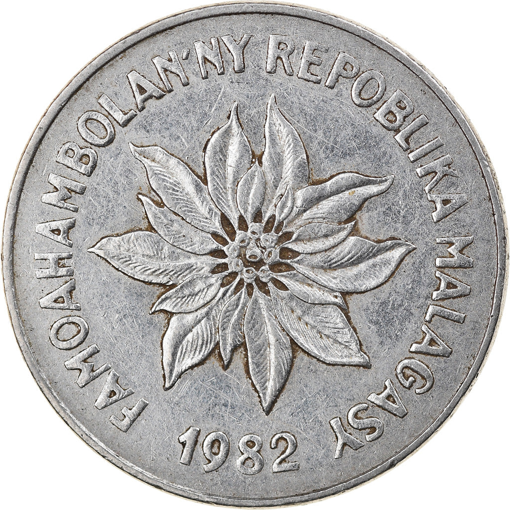 Coin, Madagascar, 5 Francs, Ariary, 1982, Paris, EF(40-45), Stainless Steel