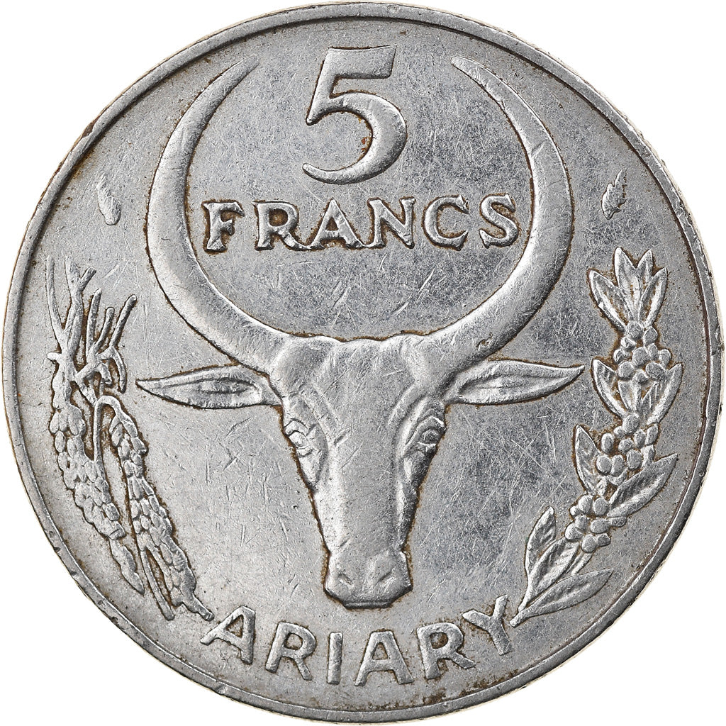 Coin, Madagascar, 5 Francs, Ariary, 1982, Paris, EF(40-45), Stainless Steel