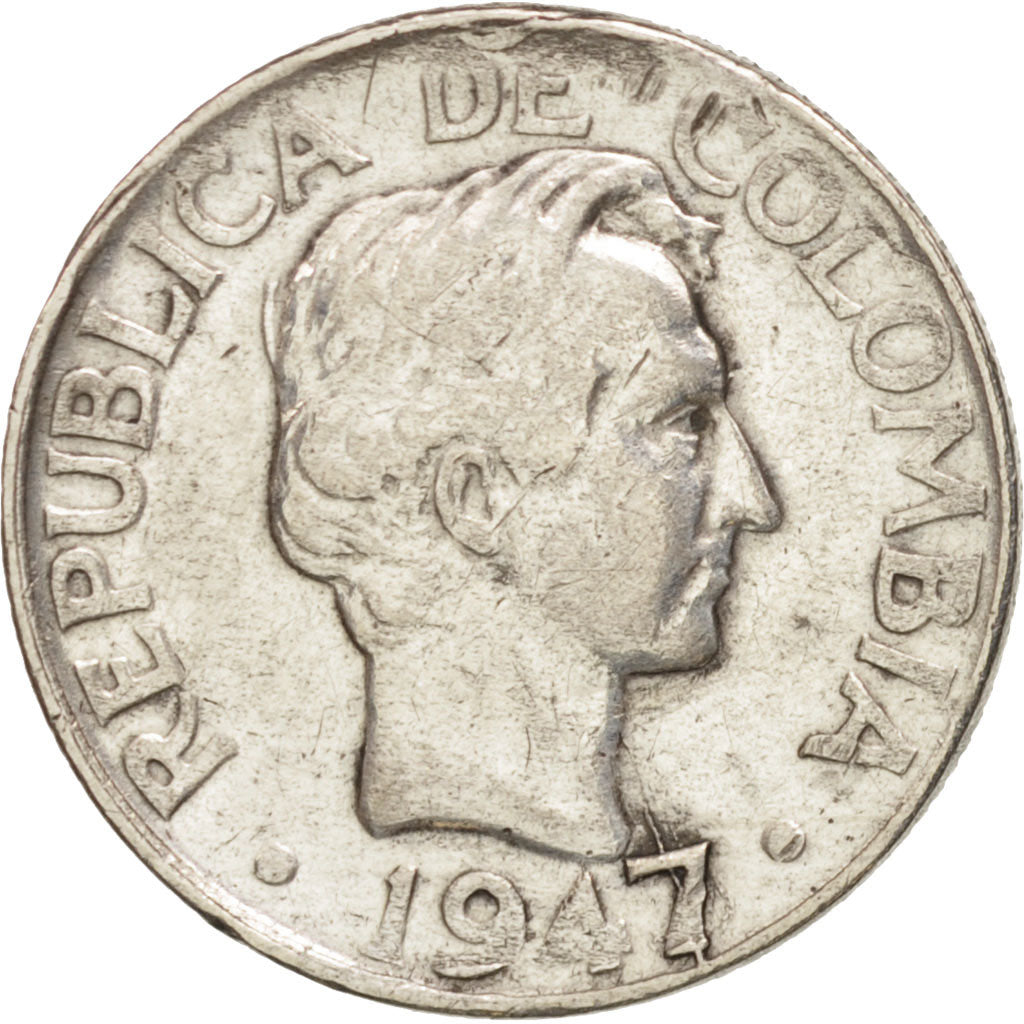 Kolumbien, 10 Centavos, 1947, SS+, Silber, KM:207.1