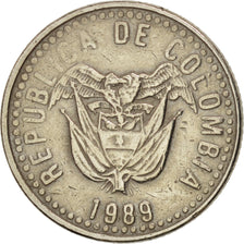 Colombia, 10 Pesos, 1989, AU(50-53), Copper-Nickel-Zinc, KM:281.1