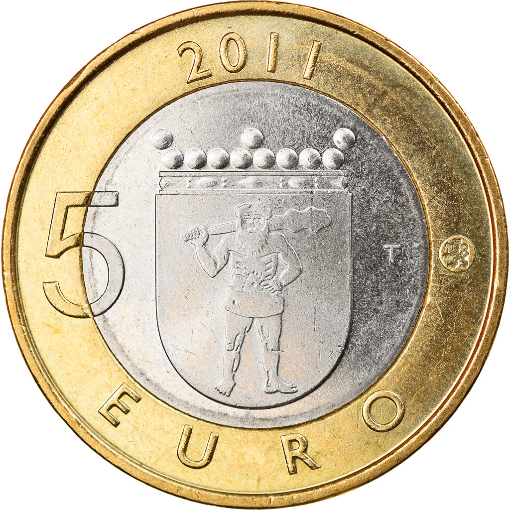 Finlandia, 5 Euro, 2011, Vantaa, AU(55-58), Bimetaliczny, KM:170