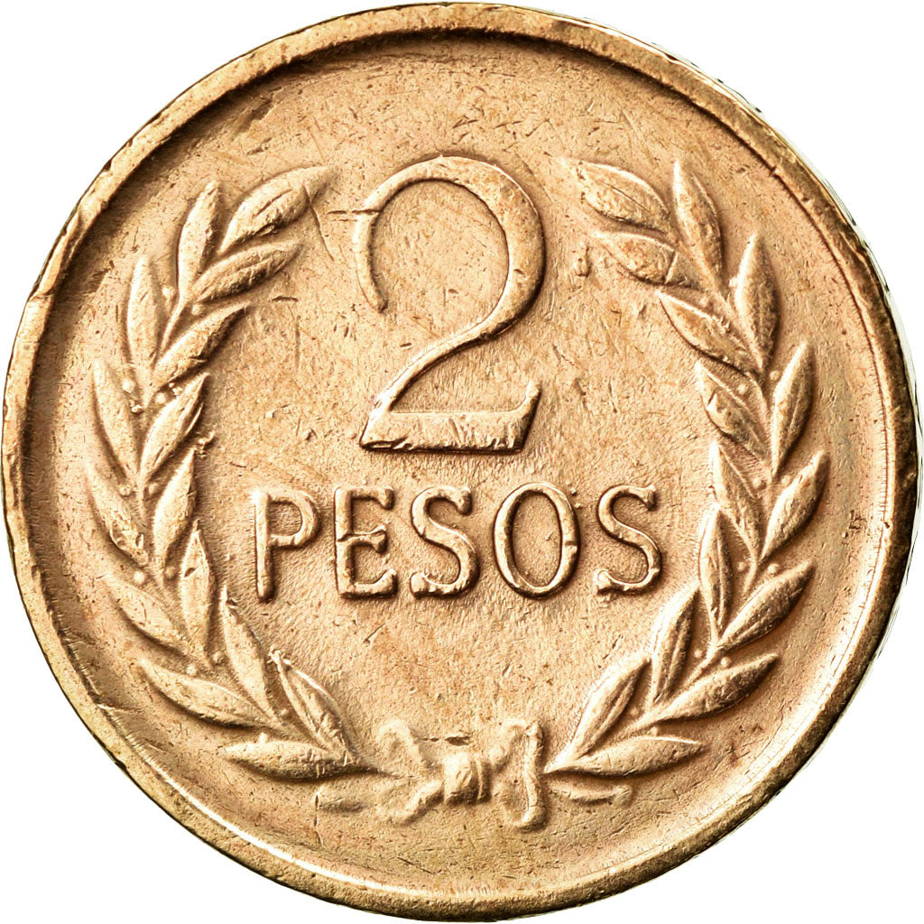 Moneda, Colombia, 2 Pesos, 1980, MBC+, Bronce, KM:263