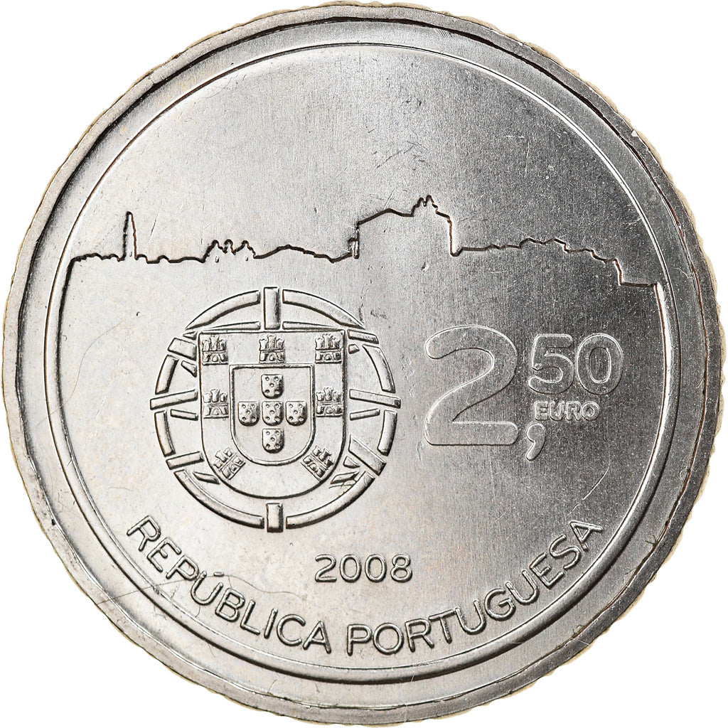 Portugal, 2-1/2 Euro, 2008, Lisbon, AU(55-58), Miedź-Nikiel, KM:824