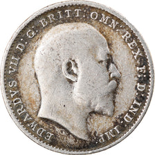 Coin, Great Britain, Edward VII, 3 Pence, 1909, VF(30-35), Silver, KM:797.2
