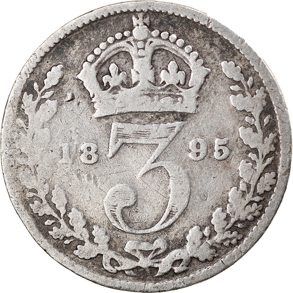Coin, Great Britain, Victoria, 3 Pence, 1895, VF(20-25), Silver, KM:777