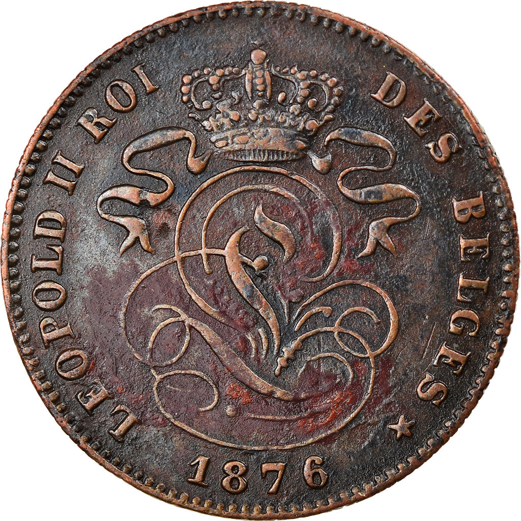 Coin, Belgium, Leopold II, 2 Centimes, 1876, AU(50-53), Copper, KM:35.1