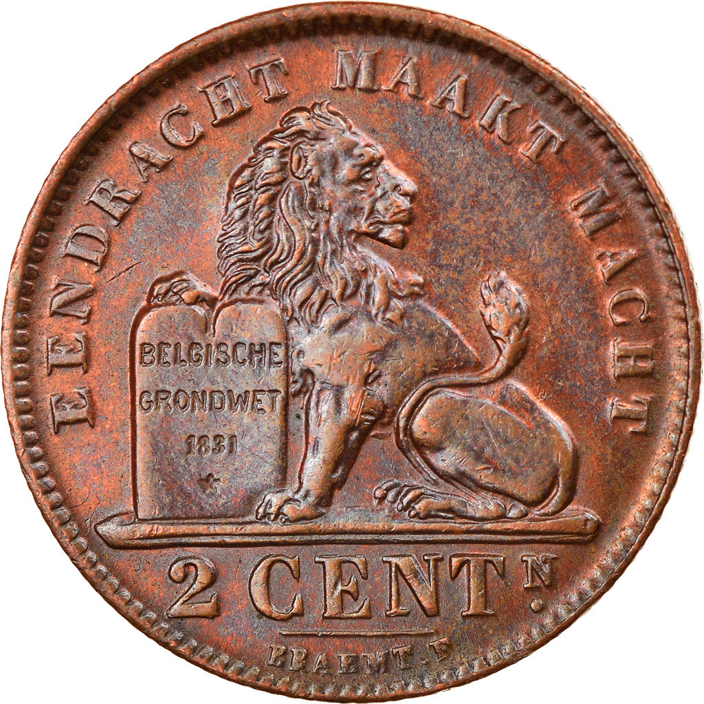Coin, Belgium, Albert I, 2 Centimes, 1919, AU(55-58), Copper, KM:65