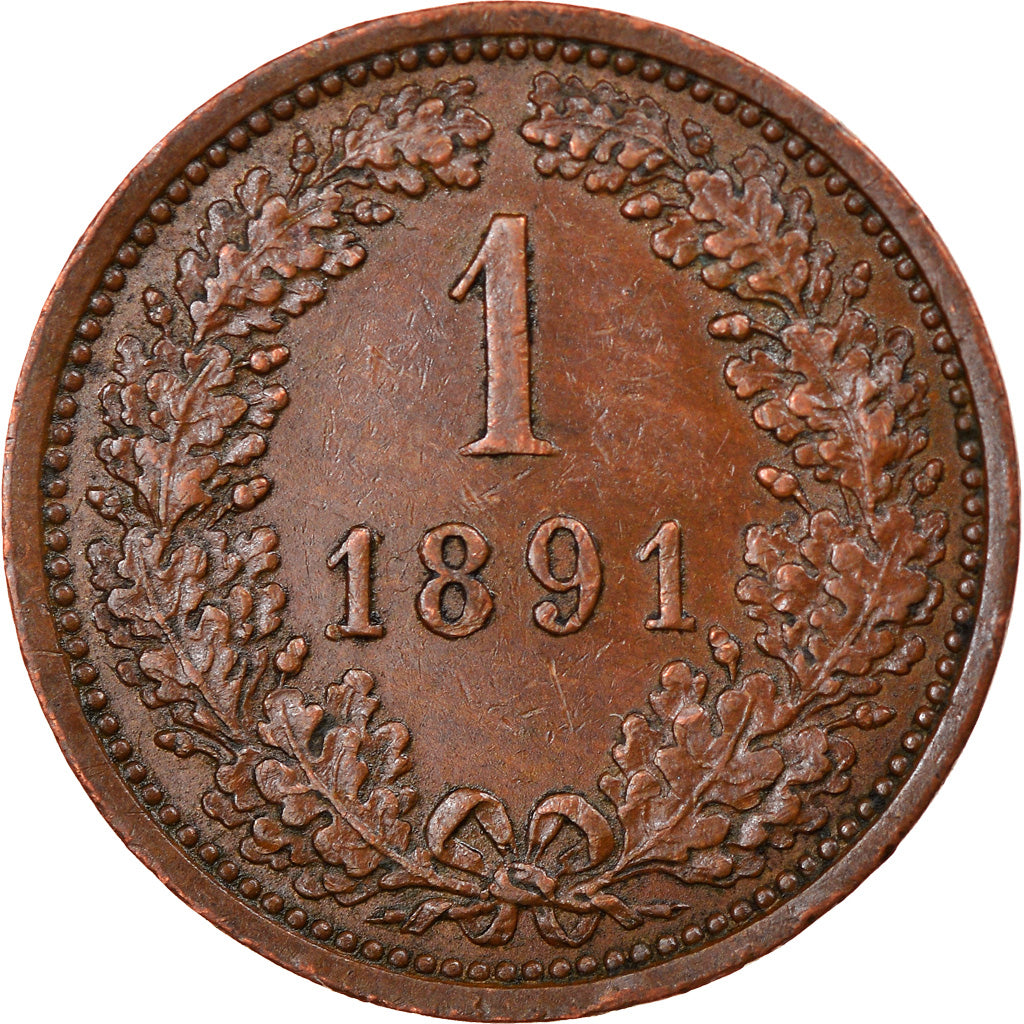 Coin, Austria, Franz Joseph I, Kreuzer, 1891, AU(50-53), Copper, KM:2187