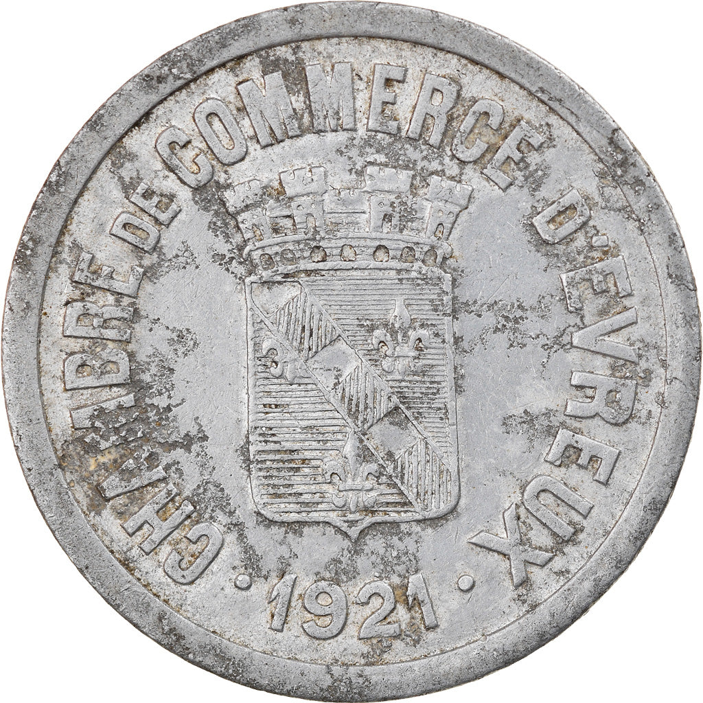 Moneta, Francia, Chambre de Commerce, Evreux, 25 Centimes, 1921, MB, Alluminio