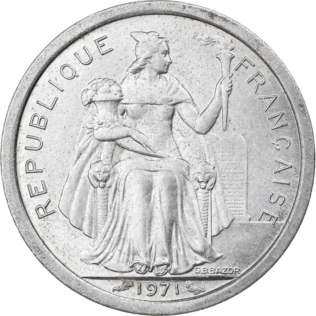 Coin, New Caledonia, Franc, 1971, Paris, EF(40-45), Aluminum, KM:8