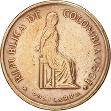 Colombia, 5 Pesos, 1980, AU(50-53), Bronze, KM:268