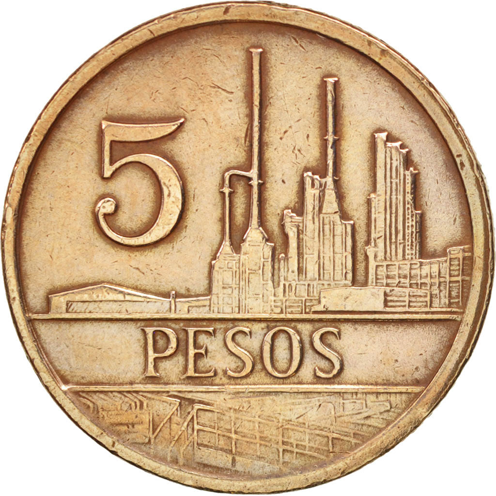 Colombia, 5 Pesos, 1980, AU(50-53), Bronze, KM:268