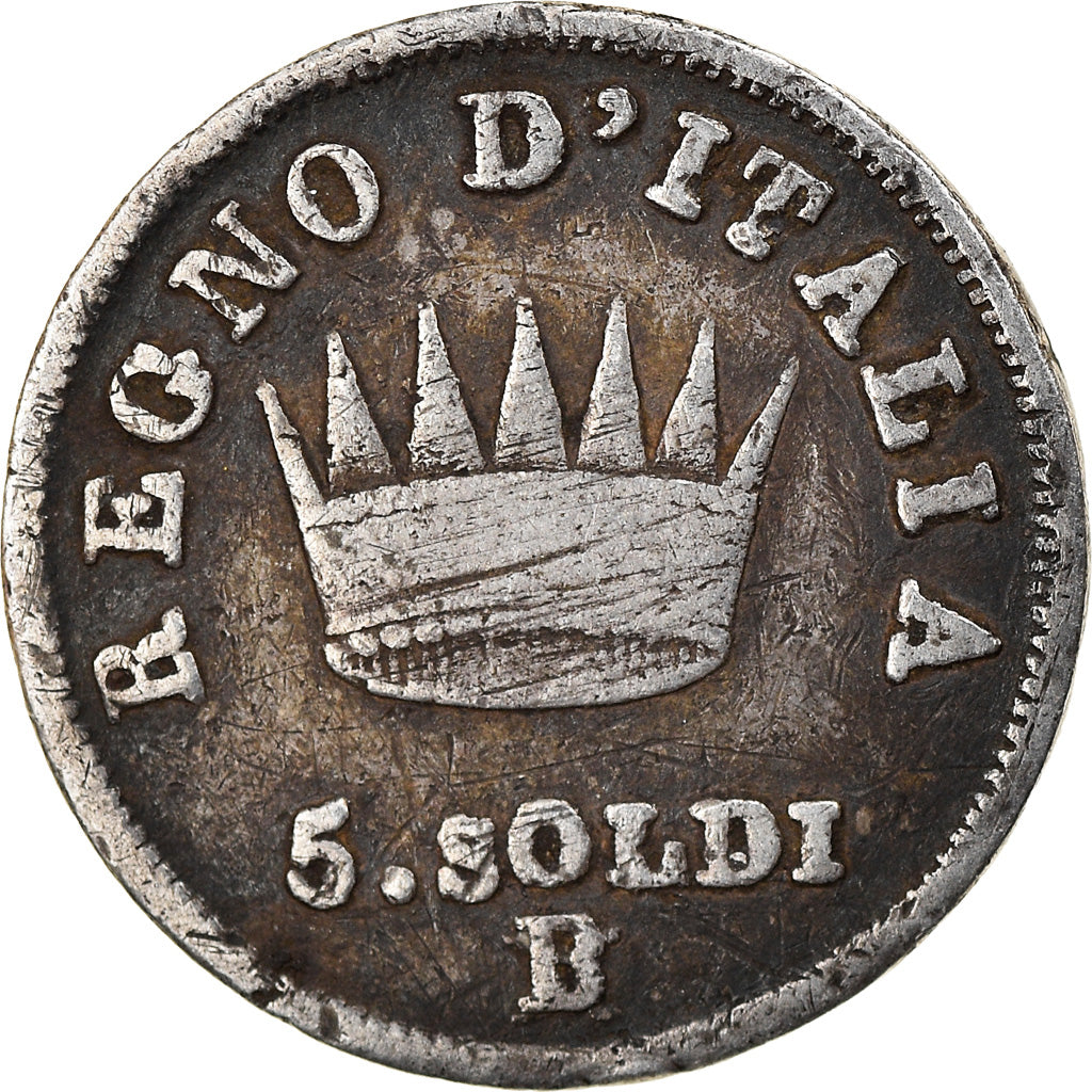 Moneta, DEPARTAMENTY WŁOSKIE, KINGDOM OF NAPOLEON, Napoleon I, 5 Soldi, 1813