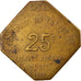 Moneta, Francja, 25 Centimes, 1923, jeton de transport, EF(40-45), Mosiądz
