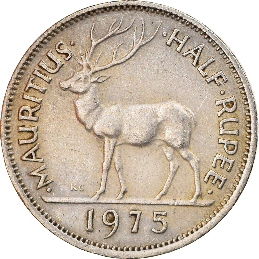 Munten, Mauritius, Elizabeth II, 1/2 Rupee, 1975, FR, Copper-nickel, KM:37.1