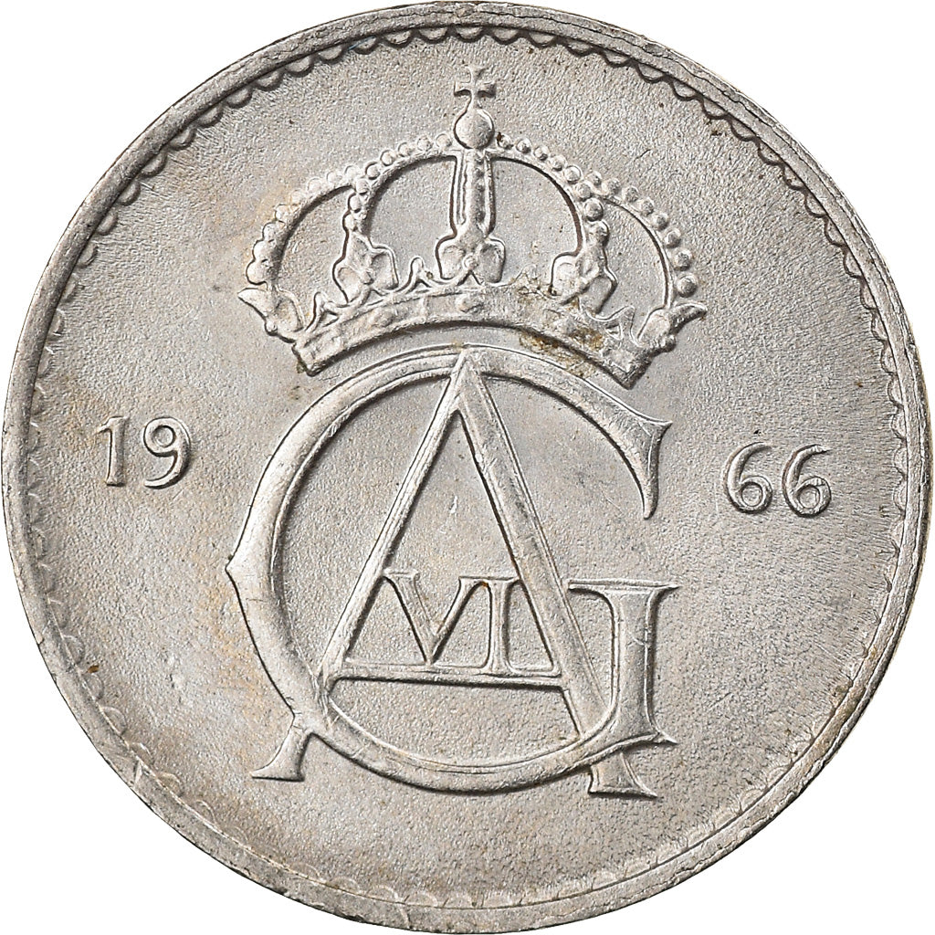 Moneta, Szwecja, Gustaf VI, 10 Öre, 1966, AU(50-53), Miedź-Nikiel, KM:835