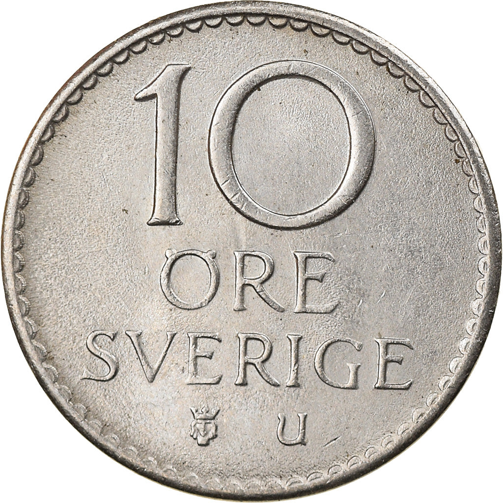 Moneta, Szwecja, Gustaf VI, 10 Öre, 1966, AU(50-53), Miedź-Nikiel, KM:835