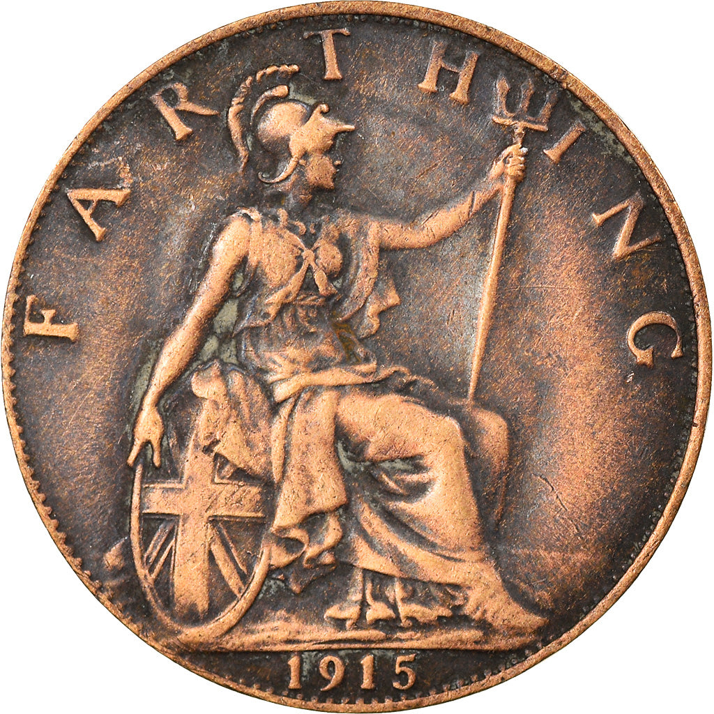 Coin, Great Britain, George V, Farthing, 1915, AU(50-53), Bronze, KM:808.1