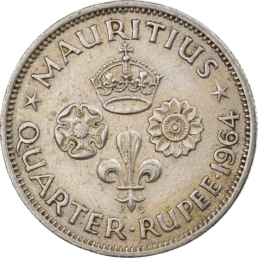 Moneta, Mauritius, Elizabeth II, 1/4 Rupee, 1964, BB, Rame-nichel, KM:36