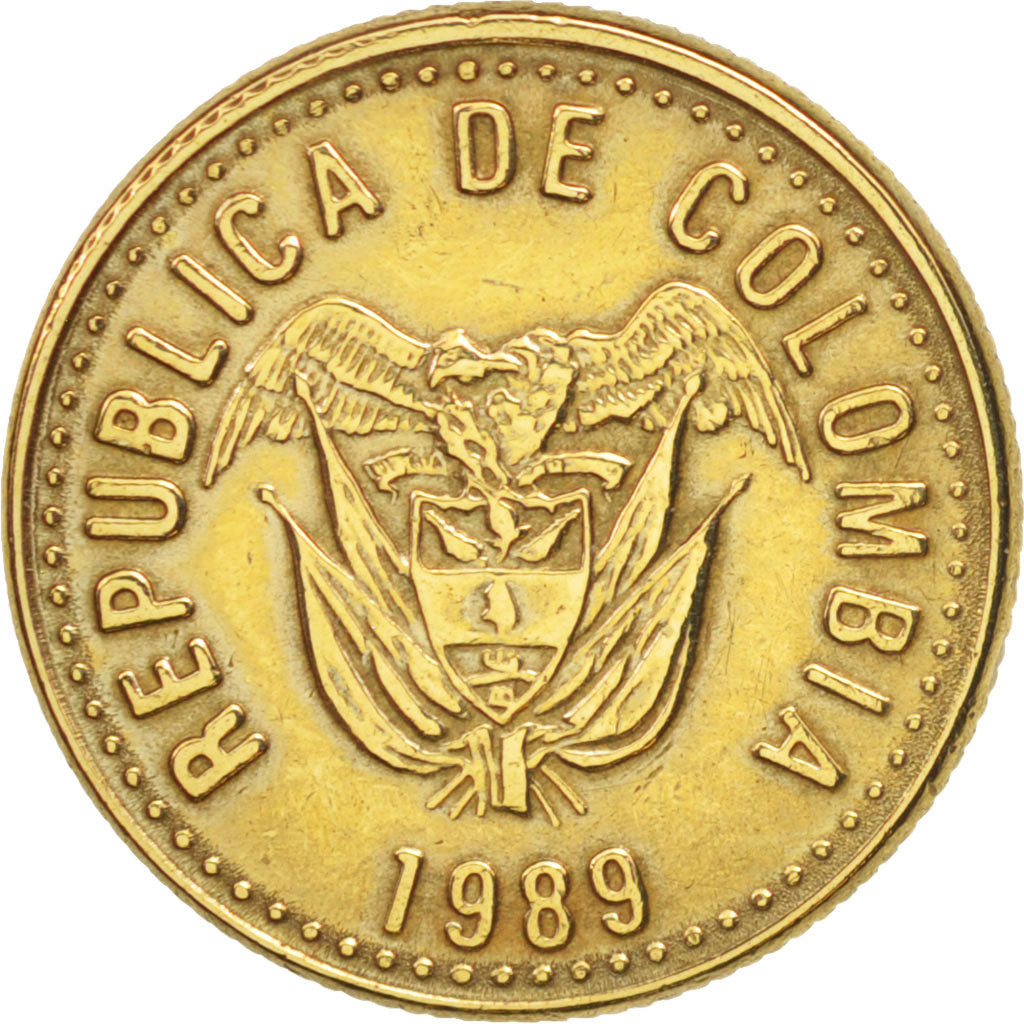 Colombie, 5 Pesos, 1989, TTB+, Aluminum-Bronze, KM:280