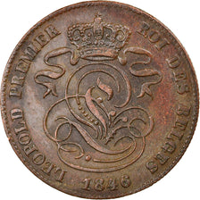 Moeda, Bélgica, Leopold I, 2 Centimes, 1846, AU(55-58), Cobre, KM:4.2