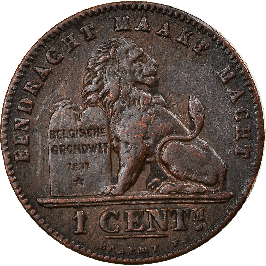 Coin, Belgium, Leopold II, Centime, 1887, AU(50-53), Copper, KM:34.1
