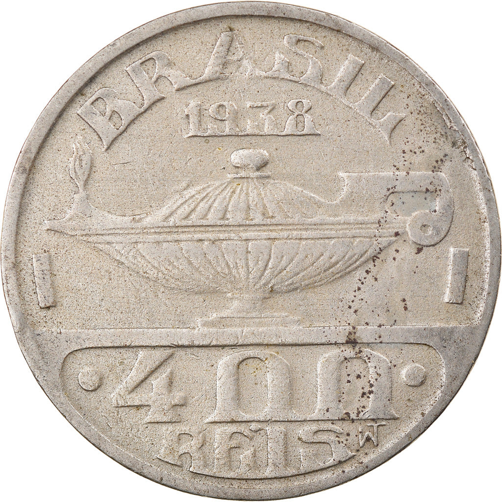 Moeda, Brasil, 400 Reis, 1938, EF(40-45), Cobre-níquel, KM:539