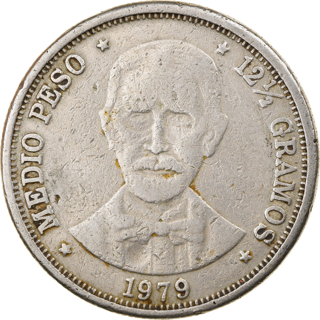 Moneda, República Dominicana, 1/2 Peso, 1979, BC+, Cobre - níquel, KM:52